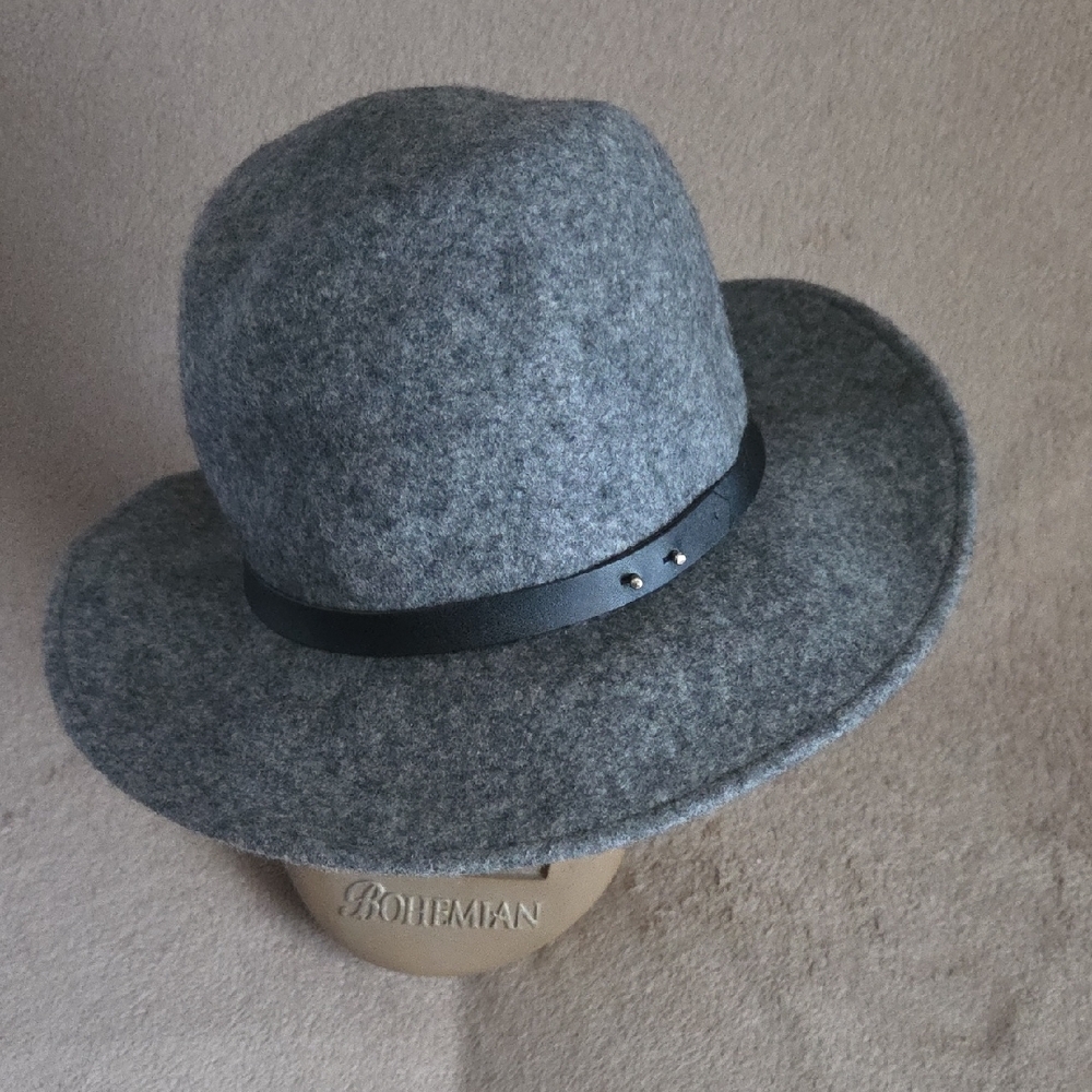 Gray Wool Fedora Hat - image 2